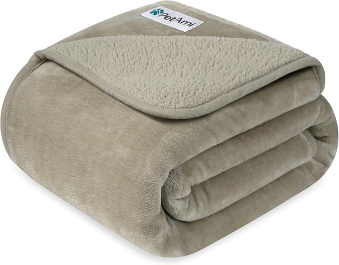 PetAmi Waterproof Dog Blanket for Small Medium Dogs, Pee Proof Pet Blanket for Couch Bed, Reversible Water Proof Blanket for Puppy Indoor Cat, Soft Dog Fleece Blankets Washable, 24x32 Taupe by PetAmi