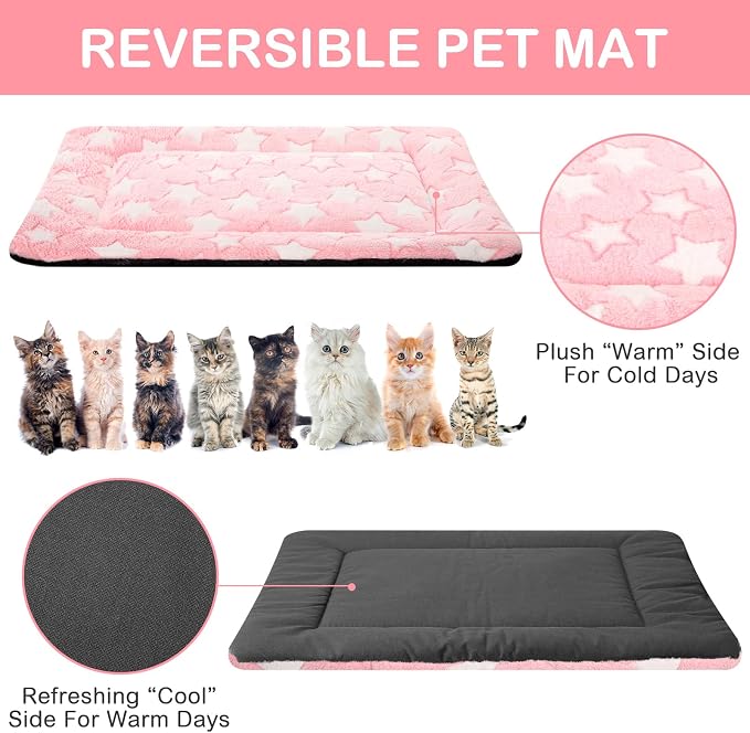 VitalCozy 4 Pcs Dog Crate Pads, Ultra Soft Warm Washable Anti-Slip Kennel Bed Mat for Pets, Reversible, Replaceable, Cage Liner for Small Medium Large Dogs and Cats(18 x 14 x 1.6 Inch,Star,Colorful) - Image 3