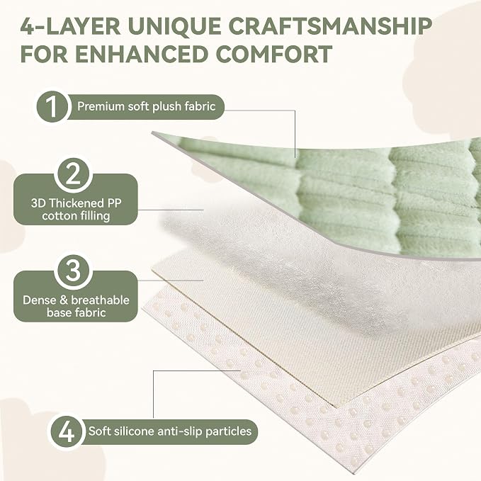 OTOB Couch Covers for 3 Cushion Sofa Pet Friendly, Plush Fuzzy Non Slip Sofa Covers Washable, Soft All Seasons Sofa Slipcovers Furniture Protector Dog Bed Mat (Matcha Green, 27.6" x 82.7") - Image 4