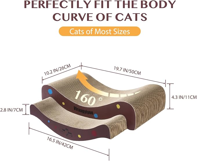 Cat Scratcher, 2 in 1 Corrugated Cat Scratch Board Lounger for Scraching & Napping, Cat Scratchers for Indoor Scratch Pad Couch Cardboard as Cat Bed & Furniture Protector from Cat Claws, 19.68 Inch - Image 2