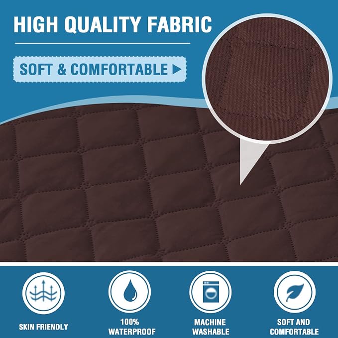 H.VERSAILTEX Couch Cover, Sofa Covers for 3 Cushion Couch, Dog Couch Cover Protector, Furniture Covers for Pets, 100% Waterproof Cover with Non-Skid Backing & Elastic Straps(Sofa, Chocolate) - Image 5