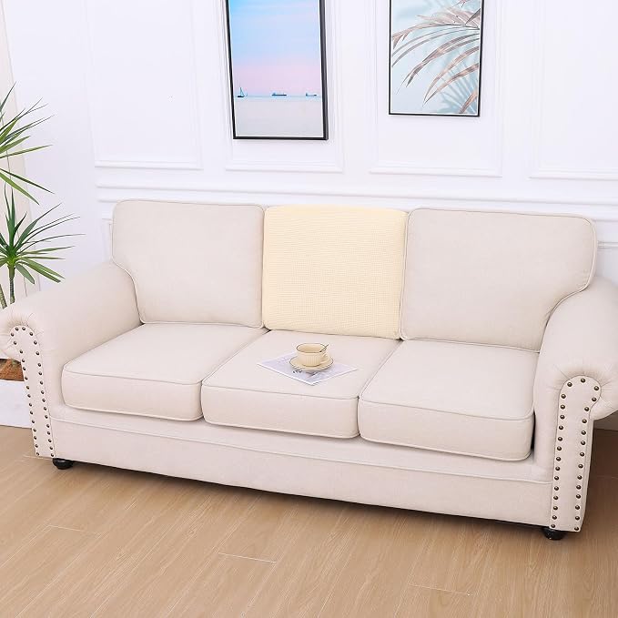 hyha Waterproof Couch Cushion Covers for Pets, Non Slip Sofa Seat Cover | Stretch Jacquard Fabric, Elastic Bottom, Non Slip Fit, Waterproof Protection, Pet Hair Protection (1 Piece for Backrest M) - Image 7