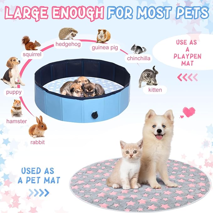 Hahafelt 4 Pcs Round Whelping Pee Pads Washable for Dogs Waterproof Pet Training Mats Reusable Puppy Whelping Pads Non Slip Cat Dog Bed Mat for Crate Kennel(Large Star,48 Inches) - Image 5