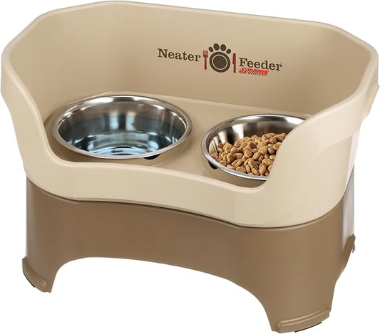 Neater Pet Brands Neater Feeder Deluxe Mess Proof Dog Bowls Elevated for Large Dogs Over 40 lbs, Made in USA, No Spill Raised Dog Food Bowl Stand Feeding Station, Food and Water Bowl Set, Cappuccino by NeaterPetBrands