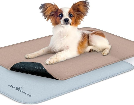 Paw Inspired Washable Crate Liners for Dogs, 29x18 Inch, Pack of 2 | Fits 30 Inch Kennels, Leakproof, Non-Slip Pee Pads, Reusable Puppy Pads for Potty Training, Whelping, Waterproof Pet Mat by HOME