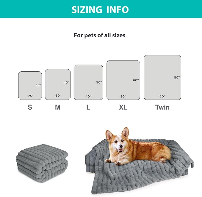 Waterproof Pet Blanket for Large Dogs & Cats - Reversible Calming Plush, Washable Furniture Cover for Couch, Bed, Car Seat, Blocks Leaks, Stains & Pet Fur (Grey, 60"x80") - Image 5