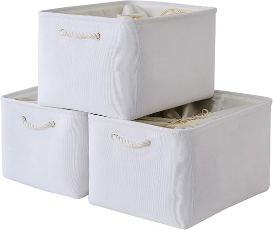 TheWarmHome Organization and Storage Basket for Shelves - Extra Jumbo 3 Pack 20.5x15.8x13.8 inch Cube Storage Bins for Toy Closet Box Home Organizer Gift (White) by TheWarmHome