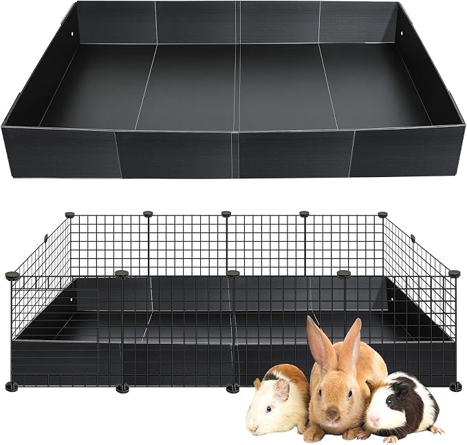 Geelin 55 × 27 Inches Black Corrugated Plastic Cage Liners Base 2 x 4 Panel Size Guinea Pig Cage Liner Waterproof Mat Hedgehogs Rabbits Bunny Small Animals Tray by Geelin