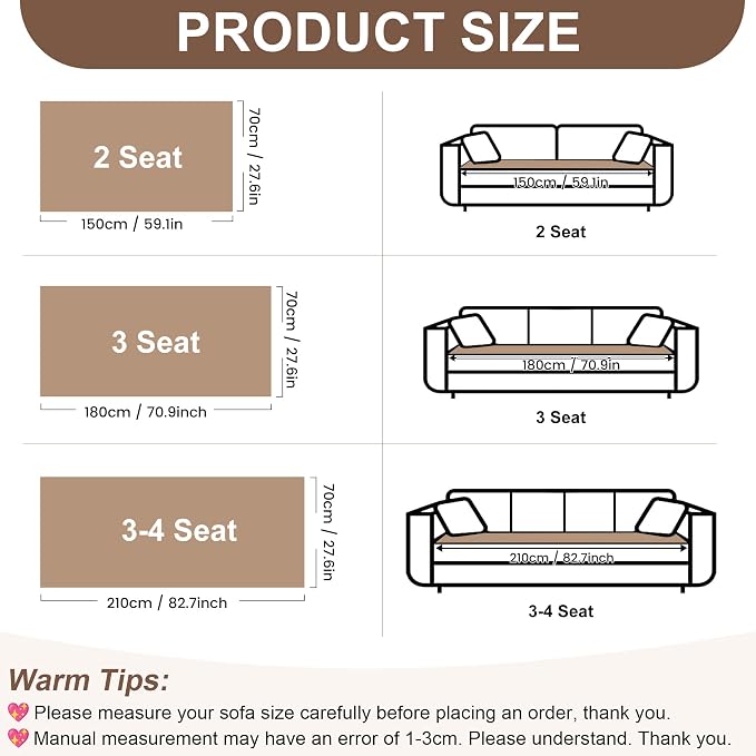OTOB Couch Cover for Dogs Washable, Non Slip Plush Fuzzy Sofa Covers for 3 Cushion Couch All Seasons, Kids Pet Friendly Soft Cozy Furniture Protector Sofa Slipcovers (Khaki, 27.6" x 82.7") - Image 5
