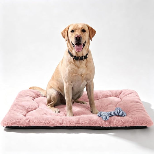Dog Bed 42" for Metal Crate Pad,Washable Sleeping Mat for Medium/Large Pets | Soft faux rabbit fur, non-slip,machine wash/dry, plush cushioning, for crates, floors & travel, multiple sizes for all breeds by Poimerk