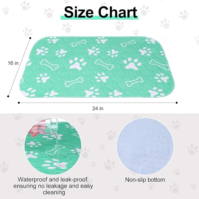 BEAUTYZOO 6 Pack Washable Pee Pads for Dogs, Reusable Puppy Pads for Potty Training, Waterproof Super Absorbent Whelping Pads Mats Non Slip Against Urine for Small Medium Dogs Cats, 16" x 24" - Image 5