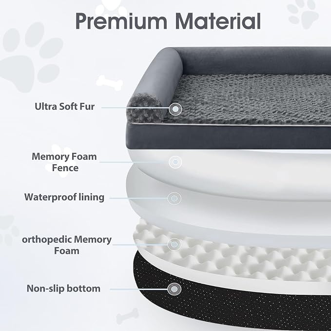 BFPETHOME Orthopedic Washable Human Dog Bed for Adult & Dog Cozy Sleep | Human Size Waterproof Big Soft Pet Couch Bed for Adult & Dogs Relax with Removable Cover Supportive Foam Dark Grey 71x46 Inch - Image 2