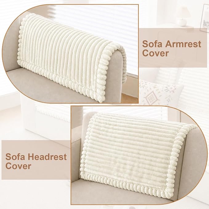 NAISI Pet Couch Covers for Sofa with Thick Filling and Non-Slip Bottom Sectional Sofa Covers Washable Friendly for Pets(1pc/27.5"x 27.5",Cream) - Image 2