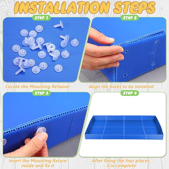 Wenqik 2 Pcs Guinea Pig Cage Liner Corrugated Plastic Cage Liner Base 2 x 4 Panel Size for Small Animals Hedgehogs Rabbits Tray, 55 x 27 Inch (Blue) - Image 5