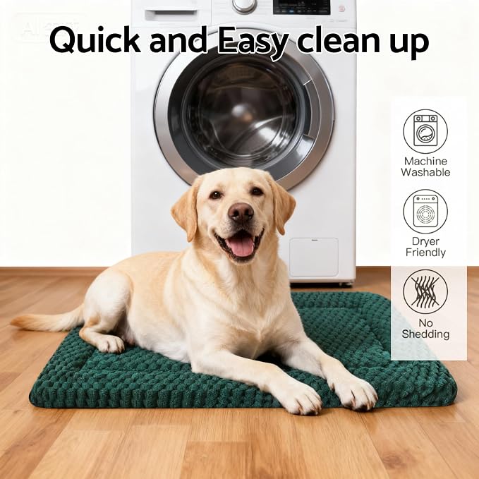 Dog Bed Mat - Dog Crate Pad - Reversible Mat for Pet Comfort - Soft Bed Crate Pads for All Seasons - Durable, Machine Washable Mat for Crates, Travel, and Home (Dark Green, 35" L*23" W*1.5" Th) - Image 5
