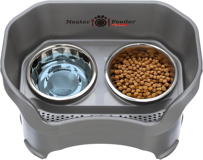 Neater Pet Brands Neater Feeder Deluxe Mess Proof Dog Bowls Elevated for Large Dogs Over 40 lbs, Made in USA, No Spill Raised Dog Food Bowl Stand Feeding Station, Food and Water Bowl Set, Gunmetal - Image 8