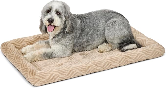 MidWest Homes for Pets QuiteTime Deluxe Wave Bolster Bed for Extra Large Dogs; Easily Machine Wash and Dry; Tan; 48"; 40248-WVTN by MidWestHomesForPets