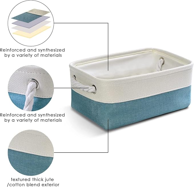 Organization and Storage Basket for Organizing - 12X8X5.2 inch 6 Pack Fabric Cube Storage Bin Collapsible Baskets for Shelves, Storage Box for Cloth Decorative room (White & Green) - Image 4
