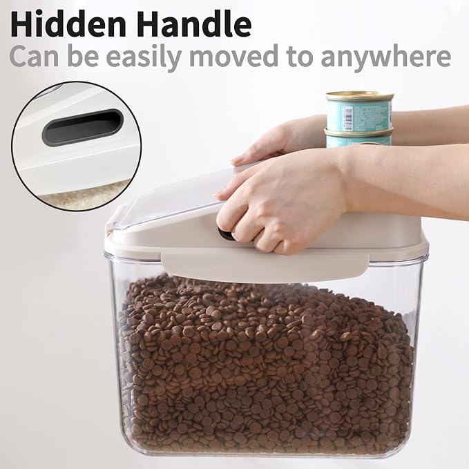 Fhiny 5.5LB Dog Food Storage Container, Airtight Pet Treat Bin Translucent Dry Food Grain Storage Barrels Sealed Bucket Moisture-Proof Plastic Cat Puppy Food Bin with Seal Locking Lid Keep Fresh - Image 3