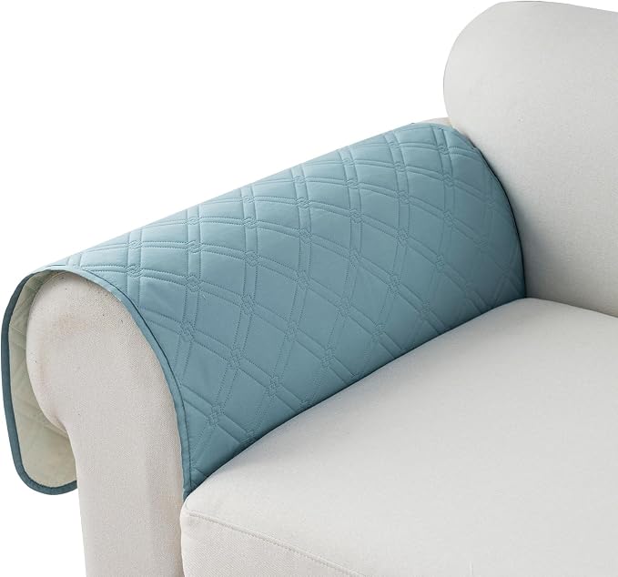 Genina Sofa Armrest Cover, Anti-Slip Armchair Slipcovers for Dogs Cats Pet, Water Resistant Couch Arm Cover for Backrest Recliner Loveseat, L Shaped Sofa, 23.6 x 27.5 Inches（2 Pieces） by Genina