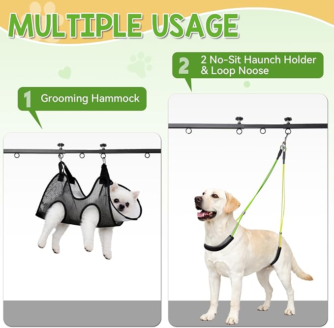 Adjustable Dog Grooming Stand for Table: 42" Height & 27"-39" Width, Includes Hammock & 2 No-Sit Nooses, Heavy-Duty Dog Grooming Arm for Bathing Nail Trimming Drying Cutting Cats & Dogs at Home - Image 2