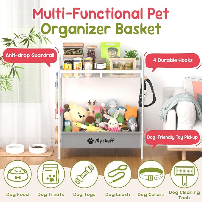 Kaiferty Large Dog Toy basket, Toy Box for Dogs, Pet Toys Bin Dog Metal Wire Basket for Toys, Food Storage, Storage Organizer Chest Storage, Toy Box for Living Room Area (White) - Image 7