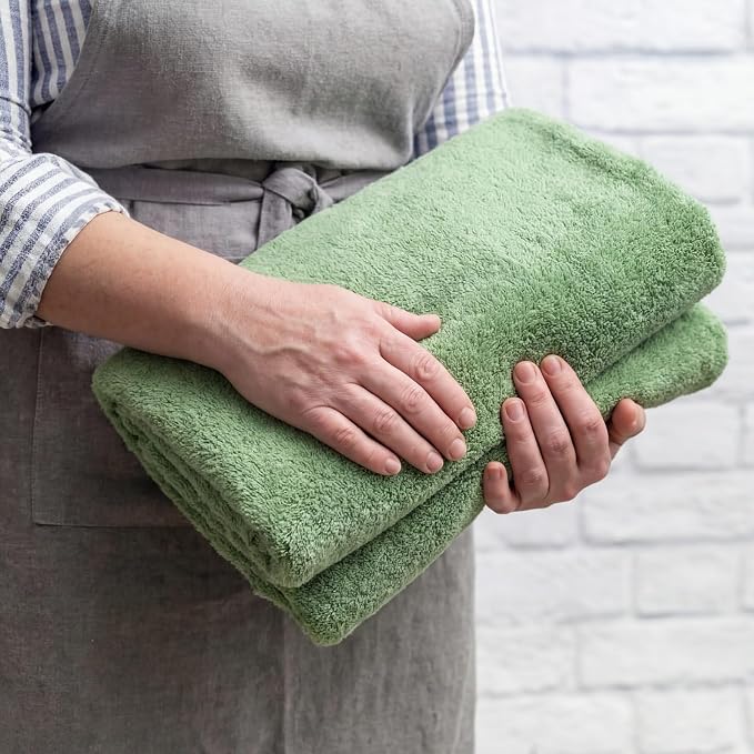 Mixweer 4 Pcs Oversized Bath Towels, 40 x 80 Inch Giant Microfiber Jumbo Bath Sheets Soft Bathroom Microfiber Quick Dry Absorbent Shower Towels for Spa Camping Beach(Desert Sage Green) - Image 4