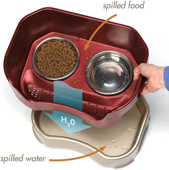 Neater Feeder Deluxe Mess-Proof Elevated Dog Bowls for Large Dogs (40+ lbs), 2 Height Adjustable (14.5” & 17.5”) No-Spill Raised Dog Bowl Stand, Stainless Steel Food Bowl Set, Made in USA, Cranberry - Image 3