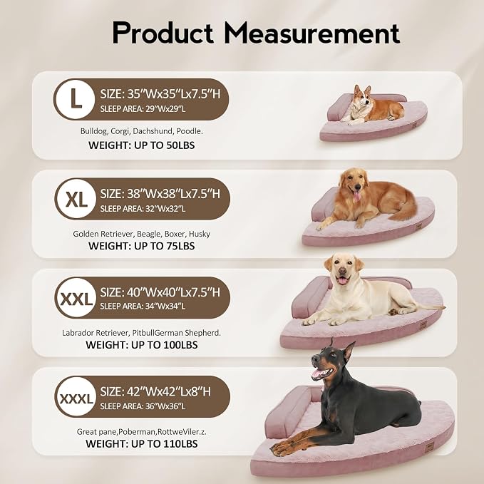 MEKIY Orthopedic Waterproof Dog Bed with Sides for Extra Large Sizes Dogs | Egg Crate Foam, Waterproof Liner, Anti-Slip Bottom, Space-Saving, Perfect for Corners and Sofa Edges, 40 x 40 Inch - Image 6