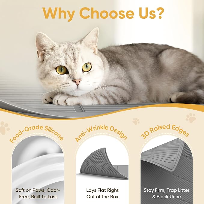 TRZZ XXL Cat Litter Mat, Large Silicone Waterproof Mat, Brown | Non-Slip, Easy to Clean, Cat Litter Trapping Mat, Kitty Litter Catcher, Scatter Control, for Floor - Image 4