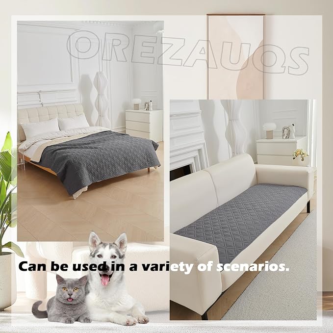 Waterproof Blanket Dog Bed Cover Non Slip Large Sofa Cover Dog Blanket for Couch Protection Pet Blanket for Furniture Bed Couch Sofa Reversible (Dark Gray,210 * 260cm) - Image 3