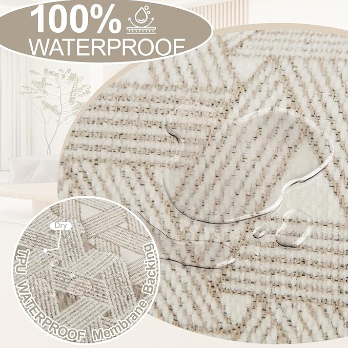1OO% Waterproof Sectional Couch Covers for Dogs L Shaped Corner Sofa Cover Washable Chenille Sofa Slipcovers Blanket Modern Jacquard Pet Furniture Protector (91"x252", Khaki Weaving Triangle) - Image 4