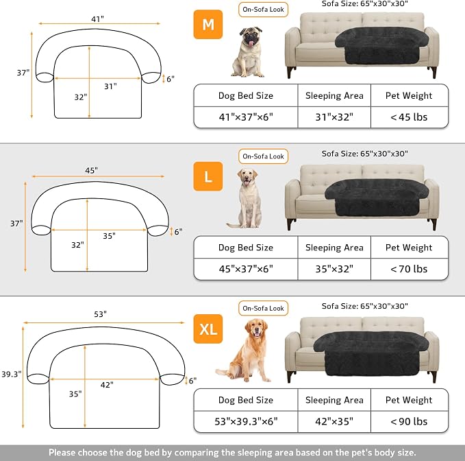 Calming Dog Bed Fluffy Plush Dog Mat for Furniture Protector with Removable Washable Cover for Large Medium Small Dogs and Cats (Large(45x37x6), Dark Grey) - Image 5