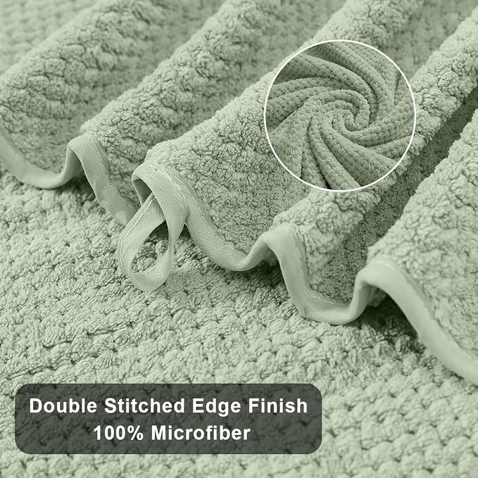 Hand Towels Set 2 Pack-16“x31”,Ultra Soft Microfibers Bathroom Towel Set Highly Absorbent Quick Dry Luxury Premium Towel Lightweight Durable Hand Towel Collection for Hotel Spa Gym Kitchen,Green - Image 4
