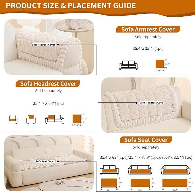 STACYPIK Fuzzy Thick Pet Couch Cover for Dogs Washable, Non Slip Beige Sofa Covers for 2 Cushion Washable Pet Friendly, Soft Plush Bed Mat Blanket for Couches Pets-Friendly Protector-35.4X63IN - Image 3