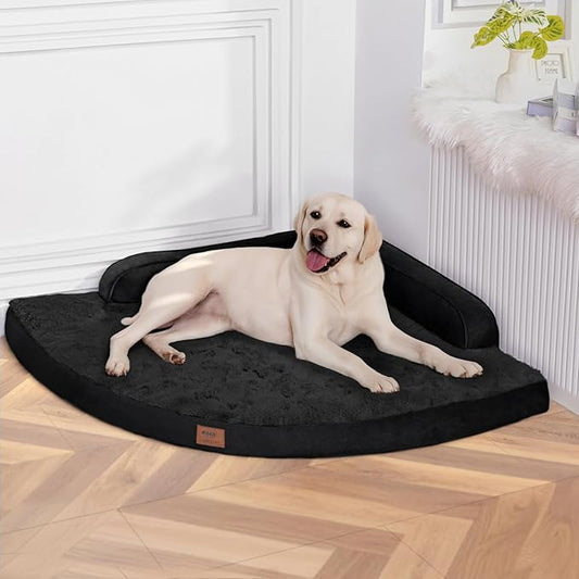 Large Orthopedic Dog Bed with Sides XXL Dog Beds with Removable Washable Cover Non-Slip Waterproof Pet Bed for Extra Large Dogs - Black XXL