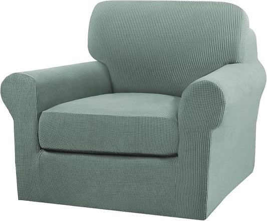 Turquoize 2 Piece Chair Covers Chair Slipcovers for Living Room Armchair Couch Cover Chair Sofa Cover with Individual Cushion Covers Furniture Cover for Chairs Feature Thick Fabric (Chair, Dark Cyan) by Turquoize