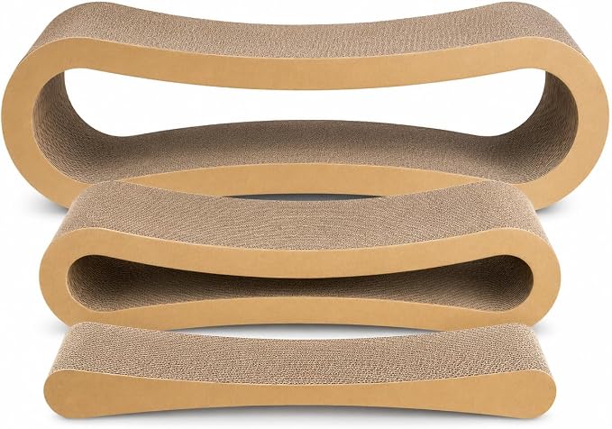 Simple Deluxe 3-in-1 Large Cardboard Cat Scratcher Lounger, 33.5" x 10.2" x 10.2" Infinity Shape Cat Scratching Board, Reversible Corrugated Scratch Pad for Multi-Cat Homes, 100% Recyclable, X-Large - Image 2