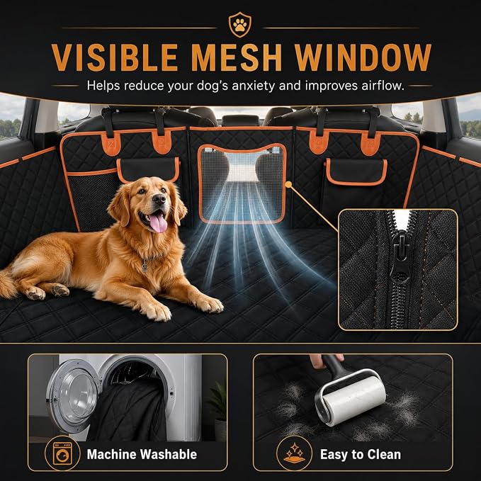 Back Seat Extender for Dogs,Dog Car Seat Cover for Back Seat with Hard Bottom Holds 500 lbs,Car Seat Protector,Waterproof Extender for Dogs,Dog HammockPet Bed for Full-Size Cars,SUVs, Small Trucks - Image 5