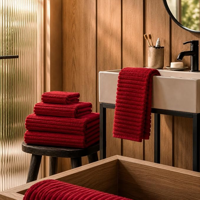 6 Piece Bath Towel Set, 30"x60" Microfiber Towels,Red | Quick dry, Highly Absorbent,shower towels for bathroom gym,2 large Bath towels,2 hand towels,2 washcloths - Image 4