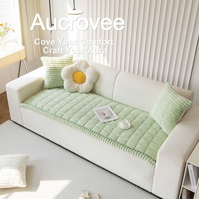 Couch Cover for Dogs Washable, Non Slip Sofa Covers for Pets 3 Cushion Couch Sofa, Sectional Slipcover Furniture Protector (1 PCS 27.5"x94" Green) - Image 3