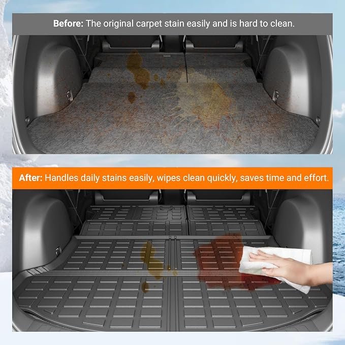 powoq Cargo Mat Compatible with 2013 2014 2015 2016 2017 2018 Toyota RAV4 Cargo Liner Backrest Mat TPE All Weather Replacement for Toyota RAV4 Accessories (Trunk Mat+Backrest Mats) - Image 3