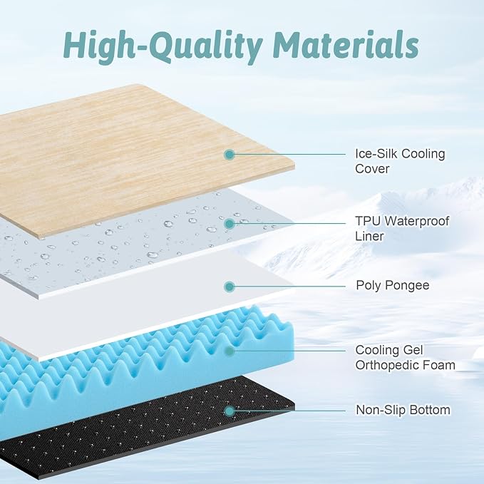 COZY KISS Cooling Orthopedic Dog Bed, Q-Max >0.5 Waterproof Egg Crate Foam Pet Bed with Removable Washable Cover, 36x27x3 Inch,Beige - Image 6