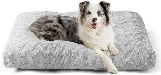 EHEYCIGA Washable Dog Bed for Crate 36x27 Inch, Anti-Slip L Plus Kennel Pad for Dogs Up to 55 lbs, Plush and Comfy Pet Sleeping Mat, Grey by EHEYCIGA