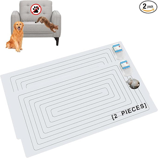SEERWAY Scat Pet Shock Mat 2 Pieces with Tester, Shock Pad for Dog and Cat Training Indoor, Electric Repellent Mat Keeps Pet Off Couch, Sofa, Countertop, 3 Modes, 2 Pieces Same Size, Battery Operated by SEERWAY