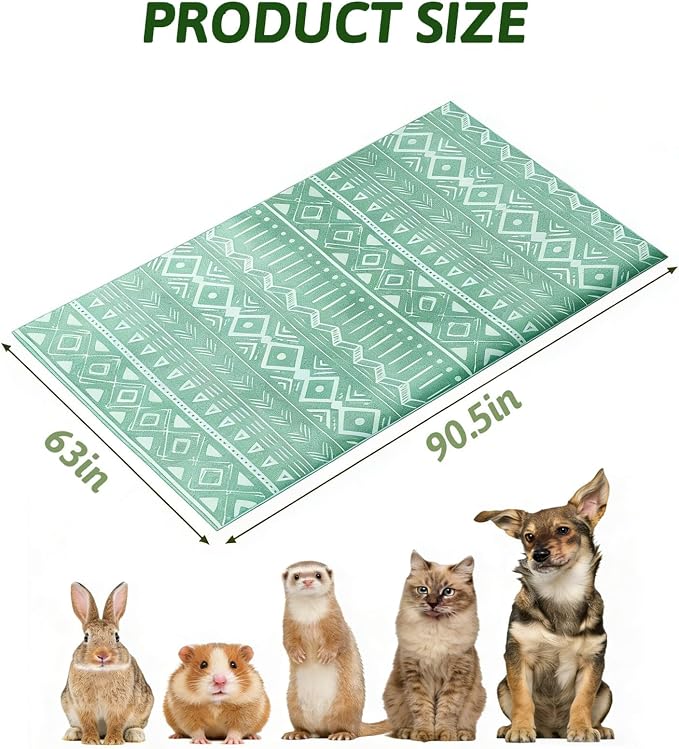 BNOSDM Washable Rabbit Cage Liner Waterproof Bunny Floor Mat for Cage, Playpen & Hutch, Anti Slip Pet Rug for Rabbits,Guinea Pigs, Small Animals - Reusable Pee Pad 91"X 63" - Image 2