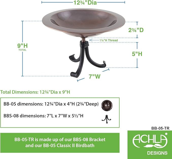 Achla Designs Classic II Copper Birdbath - Image 2