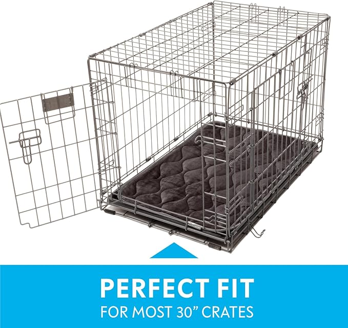 Paw Inspired Washable Padded Crate Mats for Dogs, Gray, 29x18 Inch | Fits 30-inch Kennels, Leakproof, Waterproof Bottom, Plush Dog Pad, Pet Bed - Image 3