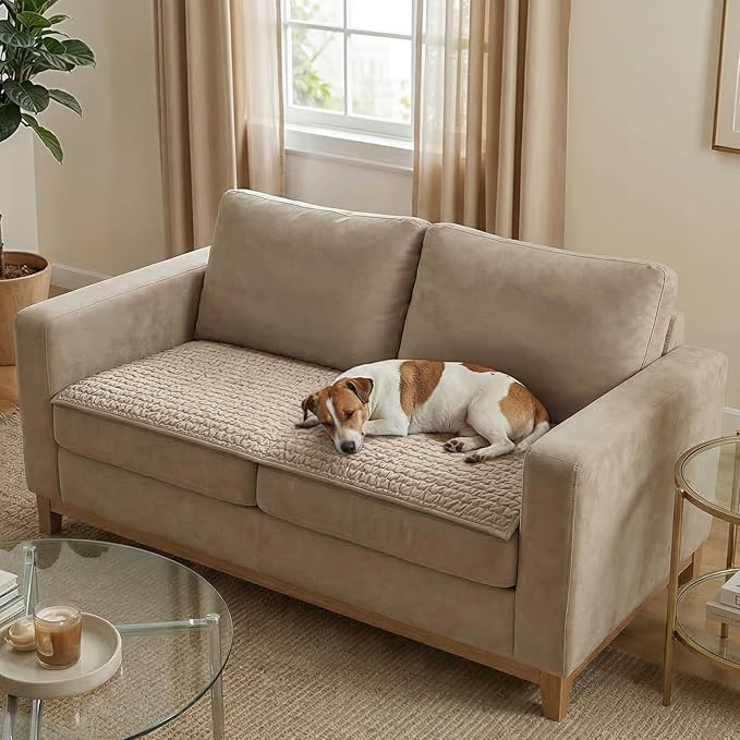 PAULATO BY GA.I.CO. Waterproof Couch Cover – 24x47 Blanket for Sofa Car Seat or Crate – Machine Washable Absorbent Reusable Pad for Puppy Training – Dogs Cats Pets Friendly Protector - Macadamia by PAULATOBYGAICO