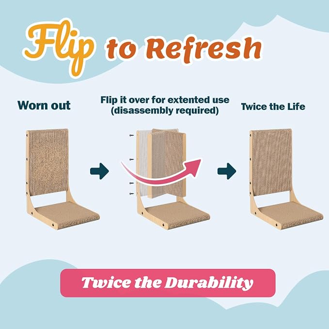 Zakkart 2-Pack Cat Scratching Board, 19.7'' Tall Cardboard L Shape Vertical Cat Scratchers for Indoor Cats, Cat Scratching Post for Wall and Couch, Medium - Image 3